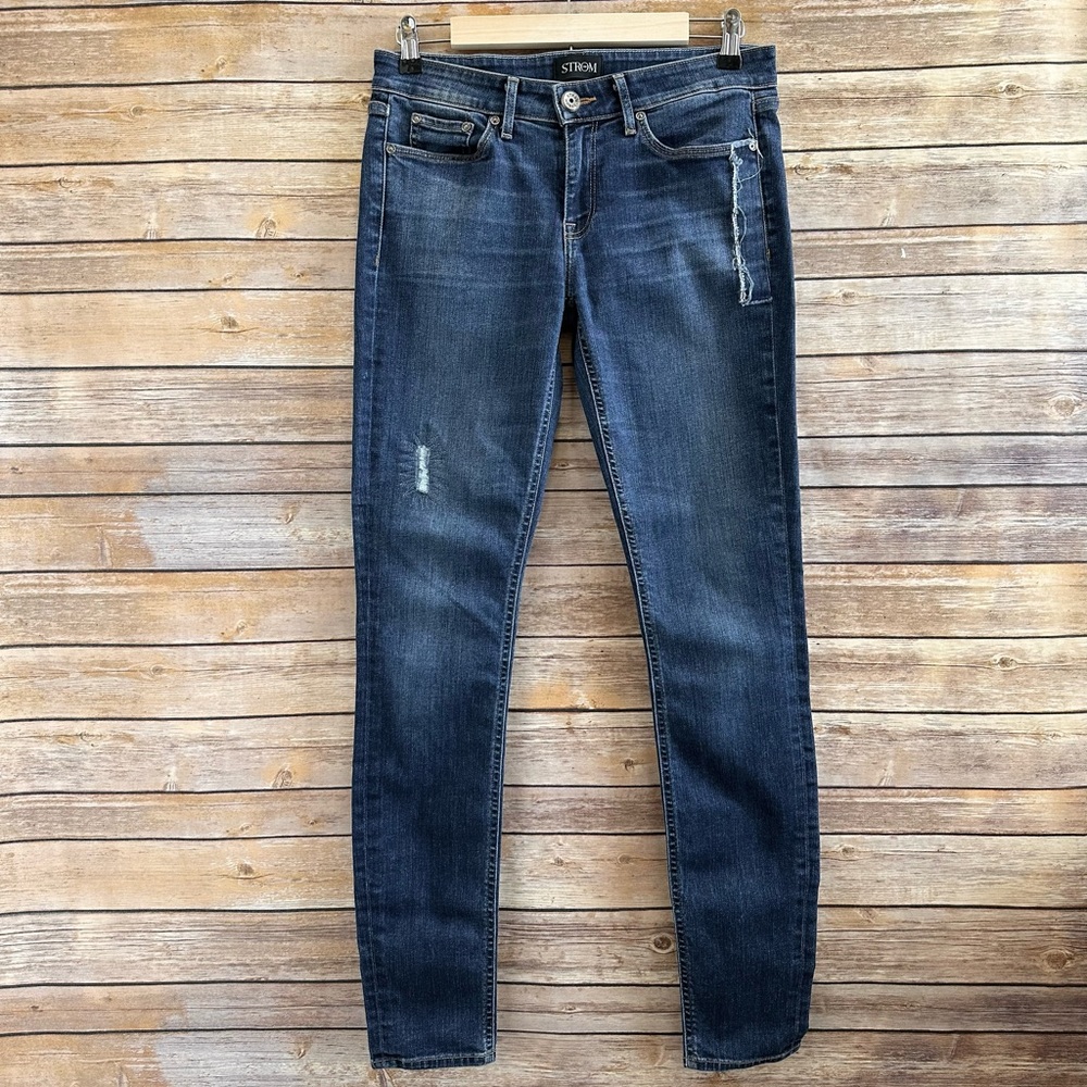 Strom Tio Skinny Repair Distressed Blue Jeans Size 28